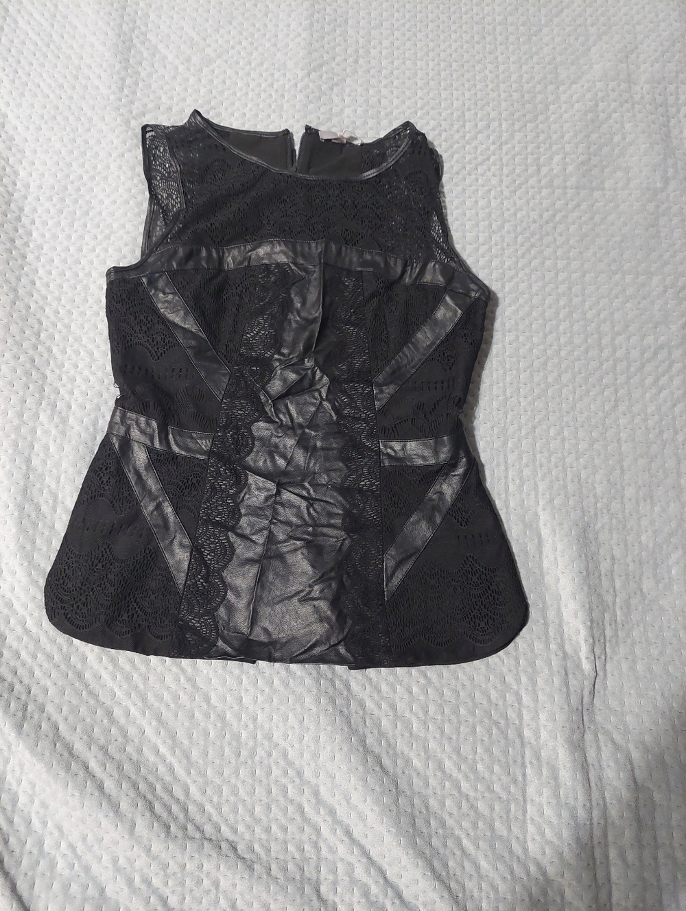 Tart Black Lace & Faux Leather Sleeveless Tank